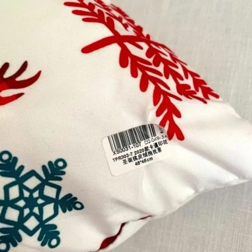 Christmas Reindeer Pillow Cover Holiday Cabin Winter Decor 16x16
